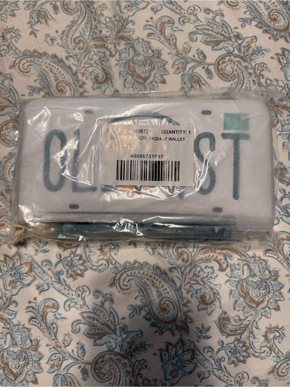 License Plate Style 'Old Key West Wristlet Wallet in White and Teal
